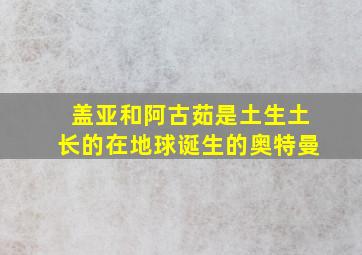 盖亚和阿古茹是土生土长的在地球诞生的奥特曼