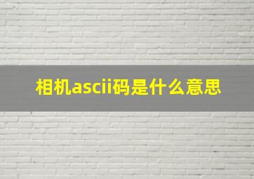 相机ascii码是什么意思