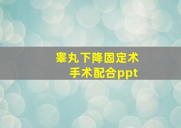 睾丸下降固定术手术配合ppt