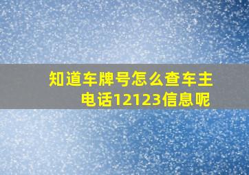 知道车牌号怎么查车主电话12123信息呢