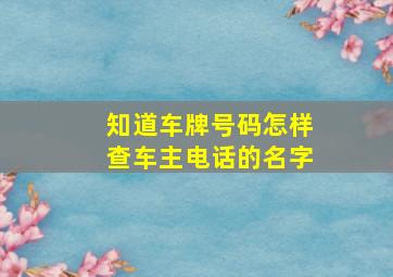 知道车牌号码怎样查车主电话的名字