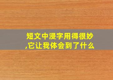 短文中浸字用得很妙,它让我体会到了什么