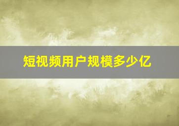 短视频用户规模多少亿