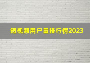 短视频用户量排行榜2023