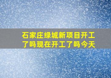 石家庄绿城新项目开工了吗现在开工了吗今天