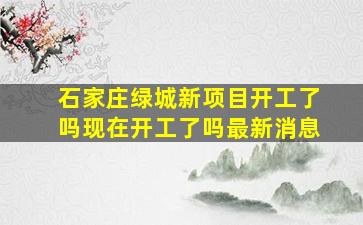 石家庄绿城新项目开工了吗现在开工了吗最新消息