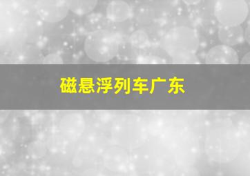 磁悬浮列车广东