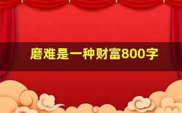 磨难是一种财富800字