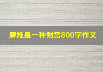 磨难是一种财富800字作文