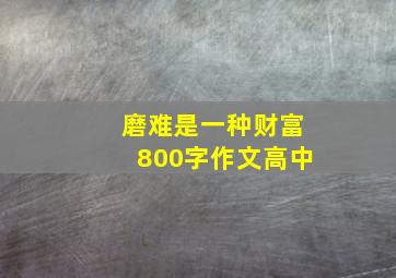 磨难是一种财富800字作文高中