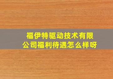 福伊特驱动技术有限公司福利待遇怎么样呀