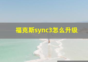 福克斯sync3怎么升级