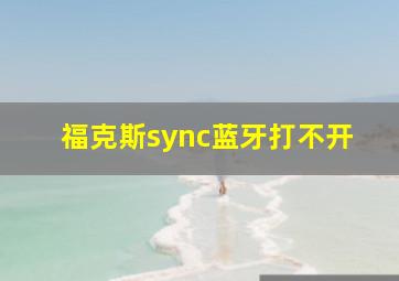 福克斯sync蓝牙打不开