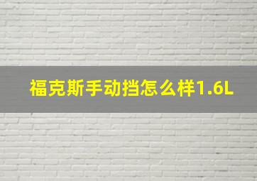 福克斯手动挡怎么样1.6L