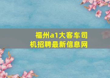 福州a1大客车司机招聘最新信息网