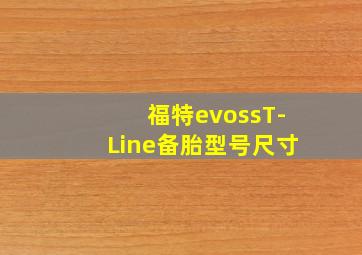 福特evossT-Line备胎型号尺寸