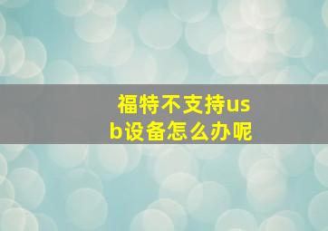 福特不支持usb设备怎么办呢