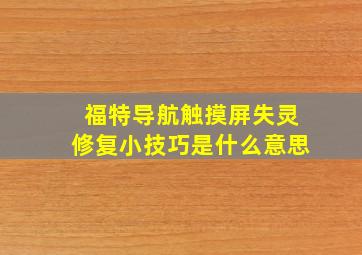 福特导航触摸屏失灵修复小技巧是什么意思