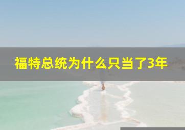 福特总统为什么只当了3年