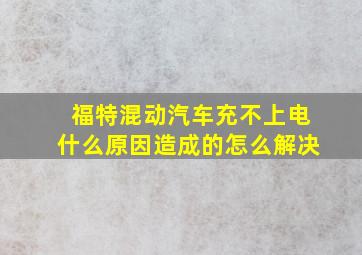 福特混动汽车充不上电什么原因造成的怎么解决