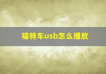 福特车usb怎么播放