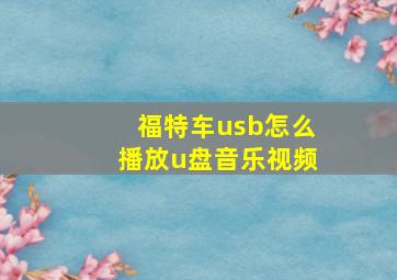 福特车usb怎么播放u盘音乐视频