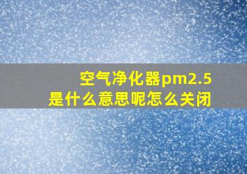 空气净化器pm2.5是什么意思呢怎么关闭