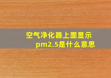 空气净化器上面显示pm2.5是什么意思