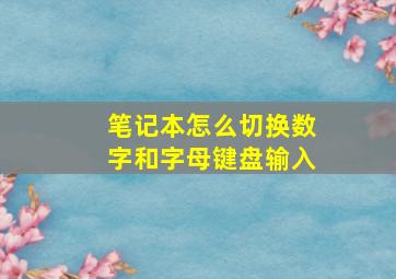 笔记本怎么切换数字和字母键盘输入