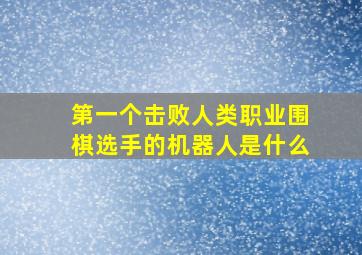 第一个击败人类职业围棋选手的机器人是什么