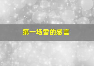 第一场雪的感言