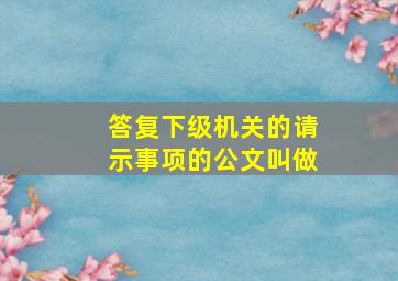 答复下级机关的请示事项的公文叫做