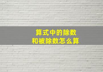 算式中的除数和被除数怎么算