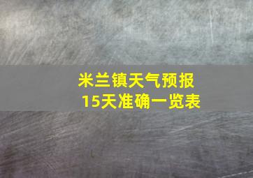 米兰镇天气预报15天准确一览表