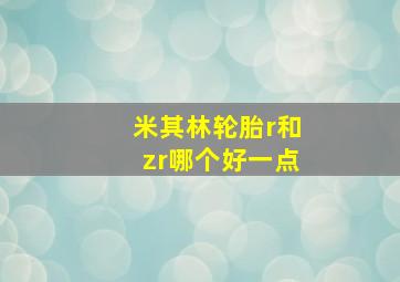 米其林轮胎r和zr哪个好一点