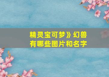 精灵宝可梦》幻兽有哪些图片和名字