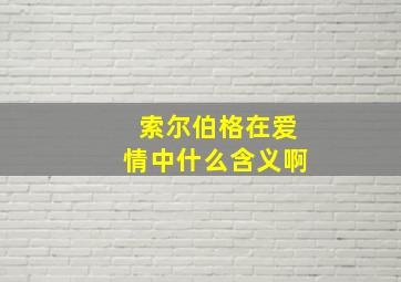 索尔伯格在爱情中什么含义啊