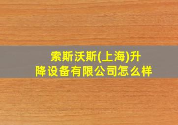 索斯沃斯(上海)升降设备有限公司怎么样