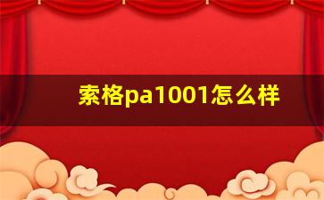 索格pa1001怎么样