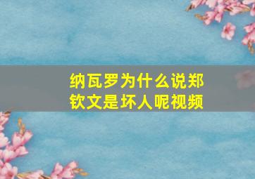 纳瓦罗为什么说郑钦文是坏人呢视频