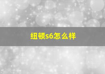 纽顿s6怎么样