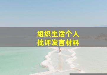 组织生活个人批评发言材料