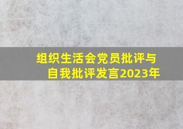 组织生活会党员批评与自我批评发言2023年