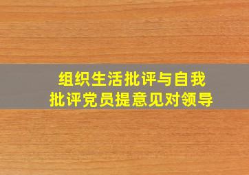 组织生活批评与自我批评党员提意见对领导