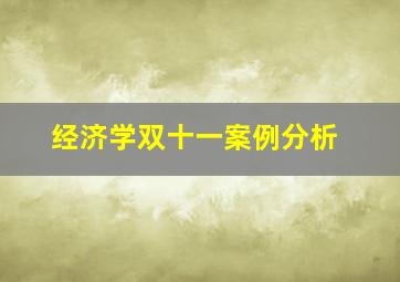 经济学双十一案例分析