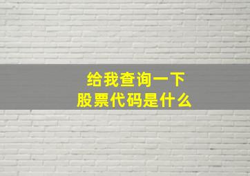 给我查询一下股票代码是什么