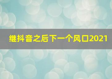 继抖音之后下一个风口2021