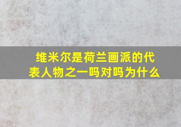 维米尔是荷兰画派的代表人物之一吗对吗为什么