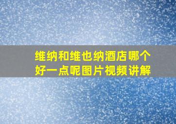 维纳和维也纳酒店哪个好一点呢图片视频讲解