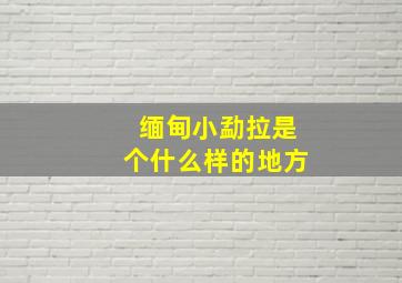 缅甸小勐拉是个什么样的地方